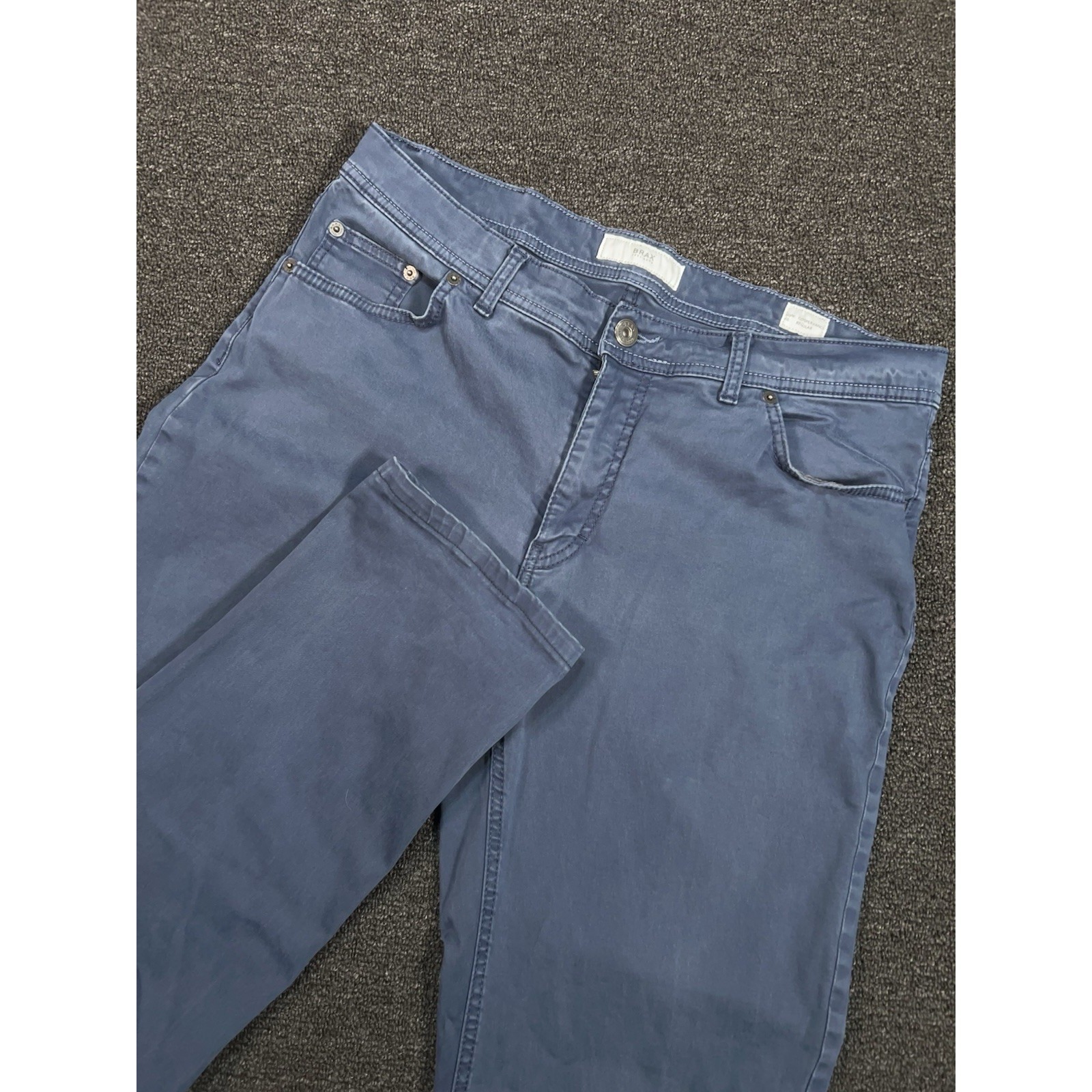 Brax Cooper Fancy Chino Pants Mens 35x32 Blue Regular Fit Casual Stretch